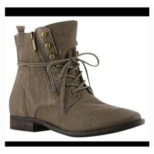 Sam Edelman Mackay Womens Size 6 Ankle Boots Brown Nubuck Side Zip Combat Style